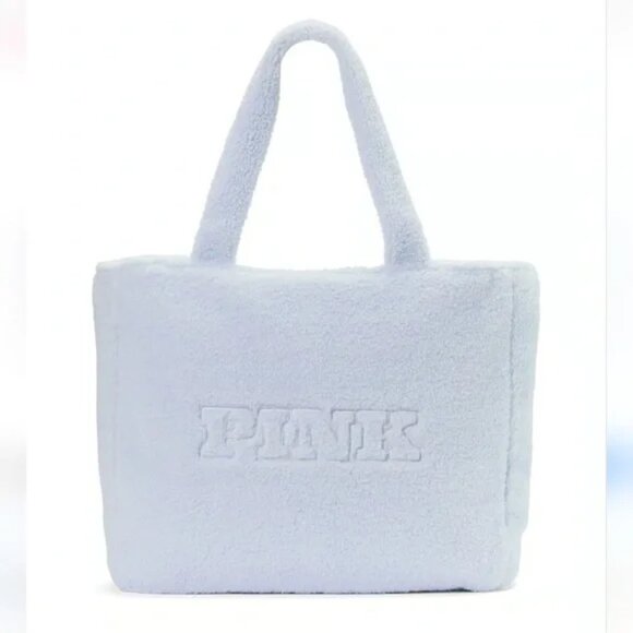 Victoria's Secret Handbags - NWT! - PINK Victoria's Secret Sherpa Tote Color: Baby Blue